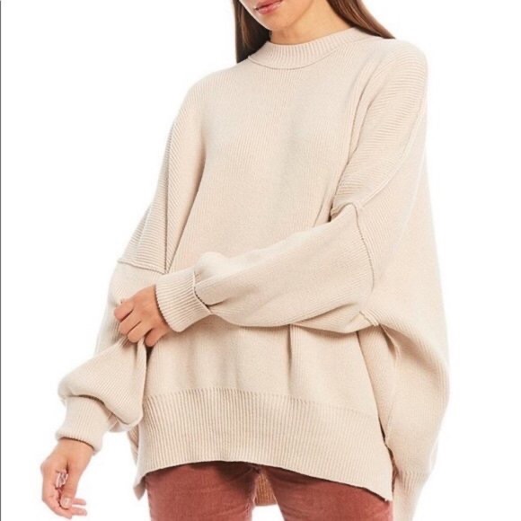 Free People Oversized Cream Pullover Sweater